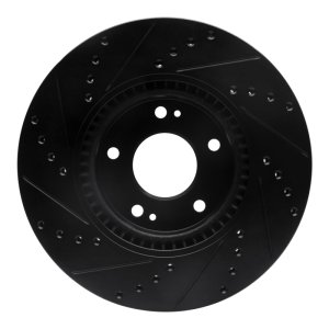 Kia Sportage Brake Rotor (1) - Front Right - R1 Concepts - Drilled & Slotted - Black - `12-`16